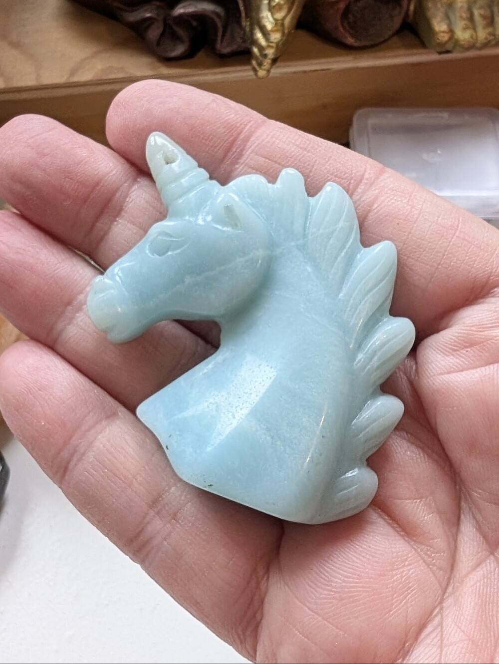Genuine Hand-Carved Light Blue Caribbean Calcite / Aragonite 🔮 Unicorn 🦄